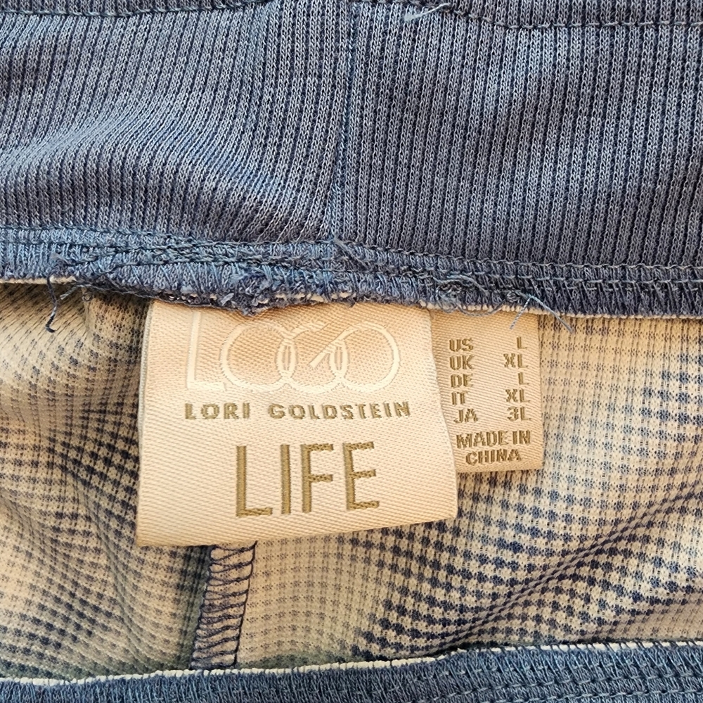 LOGO Life by Lori Goldstein Regular Waffle KnitWide Leg Pant Steel Blue Sz L NWT - Picture 2 of 4